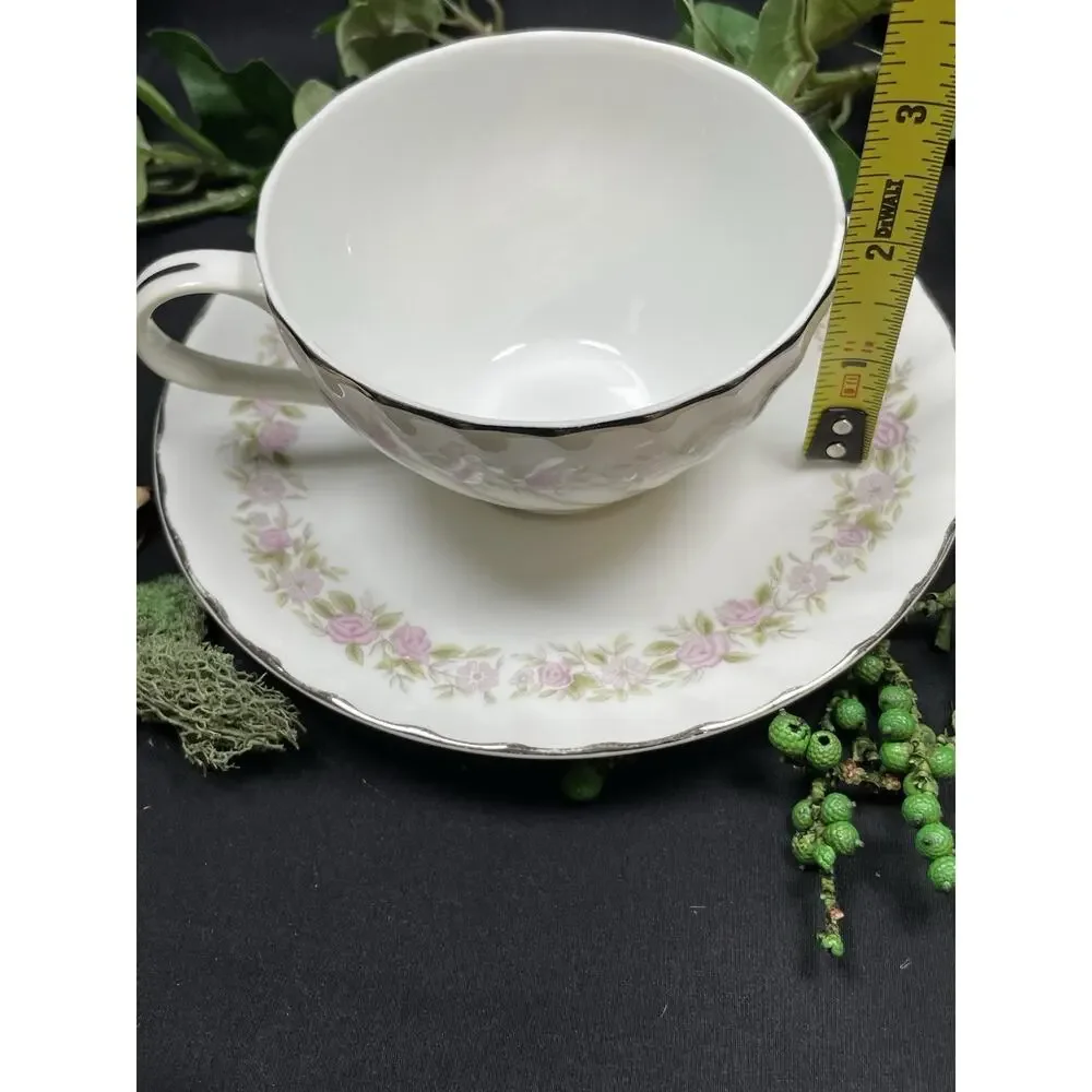 Vintage Dansico Teahouse Rose teacup and saucer set With Pink Florals